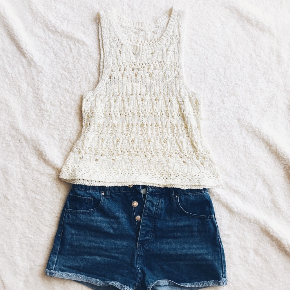 Vintage Knit knit crochet top Size small